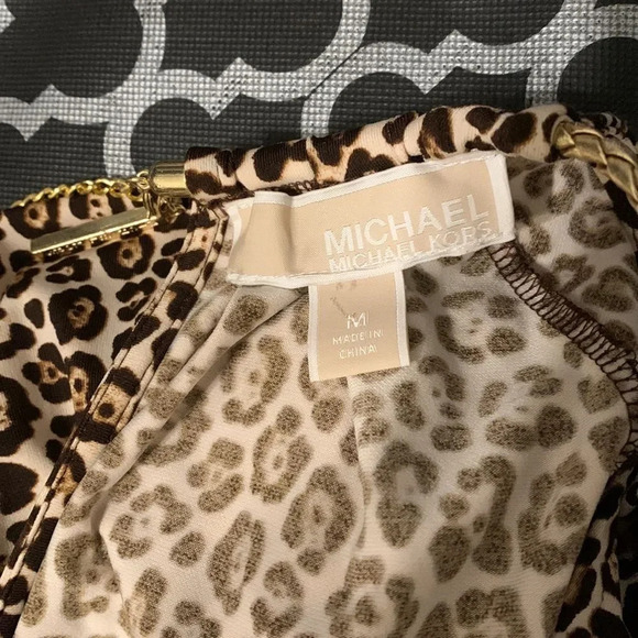 MICHAEL by MICHAEL KORS NWOT Cheetah Print Cold Shoulder Long Sleeve Blouse - Picture 8 of 9